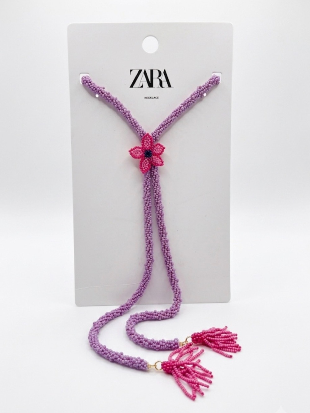 NWT ⚜️💖⚜️ ZARA Beaded flower Bolo/Lariat Style Necklace